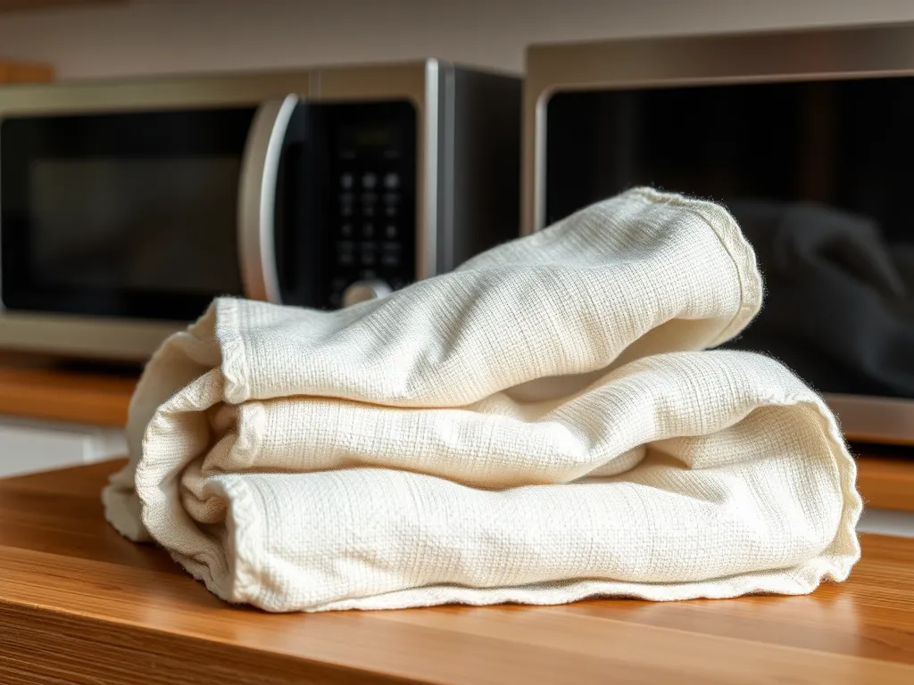 A stack of linen towels ready to be microwaved for quick warmth.