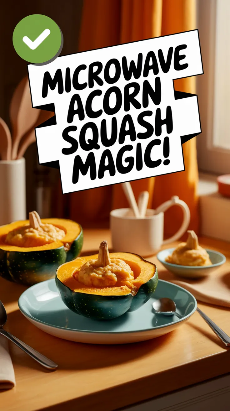 Microwave acorn squash filled with custard, showcasing the magic of cooking.