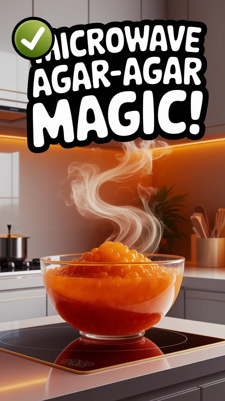 A bowl of agar-agar gel being microwaved, demonstrating the reset of its texture.