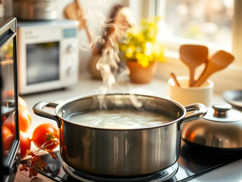 A pot of boiling agar-agar on the stove, demonstrating the process of resetting its gel texture.