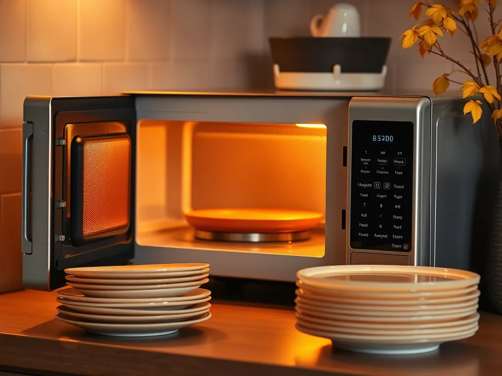 Microwave in use for sterilizing agar plates at home.