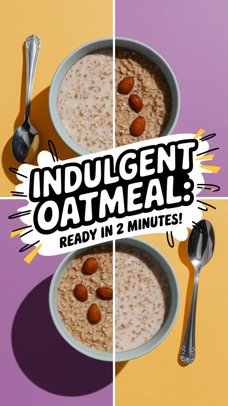 Bowl of almond joy oatmeal ready in minutes, featuring almonds and a creamy texture.