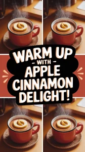Delicious microwave apple cinnamon mug dessert topped with cream and an apple slice.