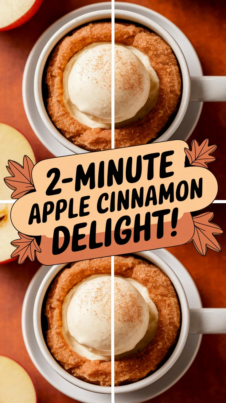 Delicious 2-Minute Microwave Apple Cinnamon Mug Cake topped with ice cream