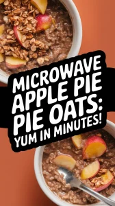 Delicious microwave apple pie oats topped with slices of apples and crunchy oats