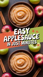 Delicious homemade applesauce made in the microwave, served in a bowl with fresh apples and cinnamon.