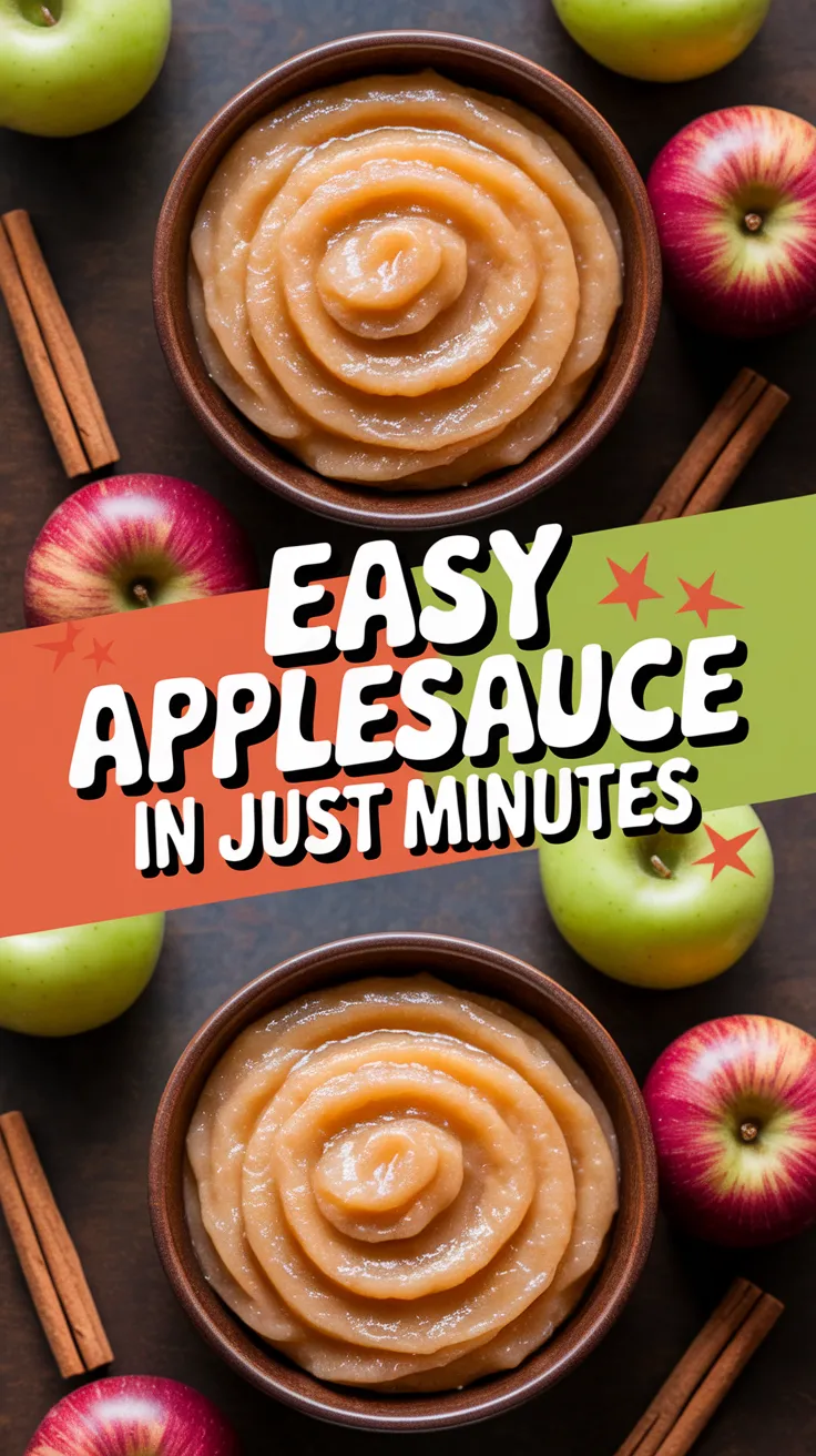 Delicious homemade applesauce made in the microwave, served in a bowl with fresh apples and cinnamon.