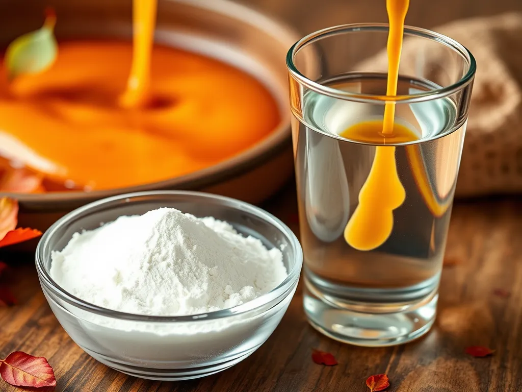 Image of arrowroot powder and water for thickening sauces using microwave