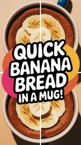 Delicious microwave banana bread mug cake topped with banana slices