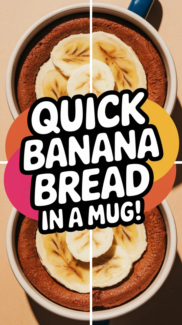 Delicious microwave banana bread mug cake topped with banana slices