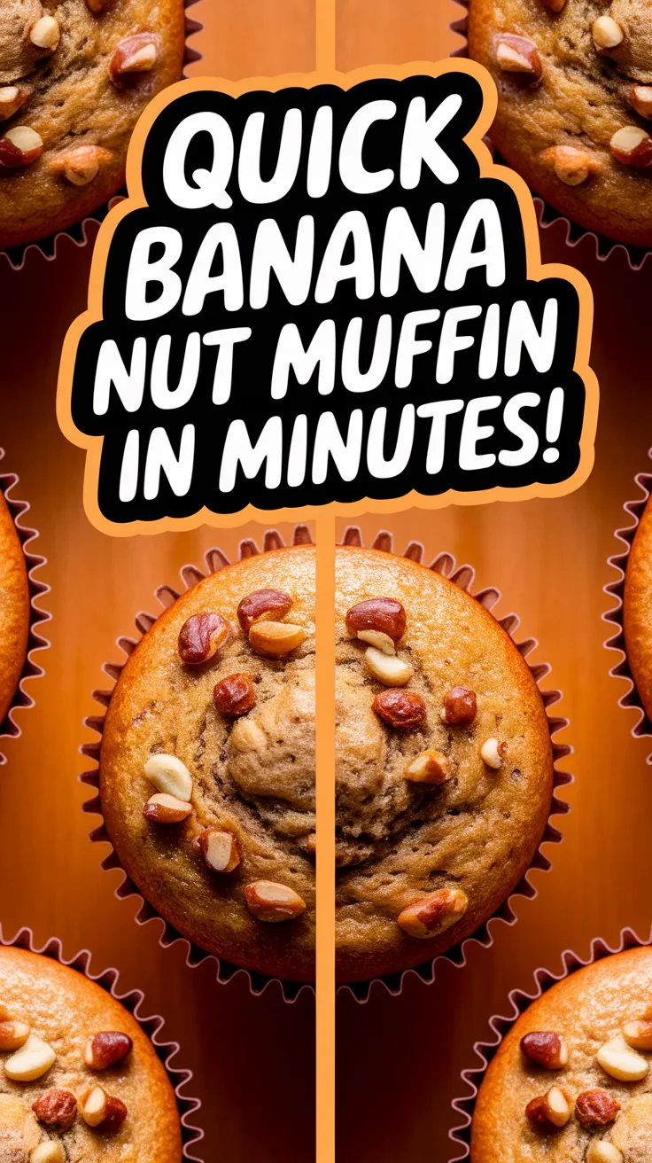 Delicious microwave banana nut muffins topped with nuts, ready in minutes.