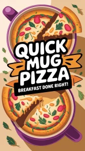 Delicious 2-Minute Microwave Breakfast Pizza in a Mug, featuring melted cheese and fresh toppings.