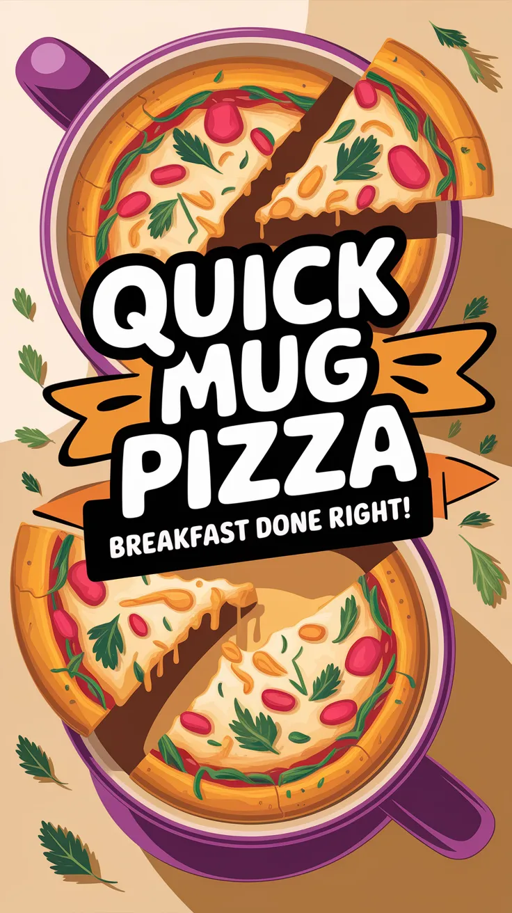 Delicious 2-Minute Microwave Breakfast Pizza in a Mug, featuring melted cheese and fresh toppings.