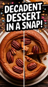 Delicious microwave caramel pecan cake topped with nuts, perfect for a quick dessert.