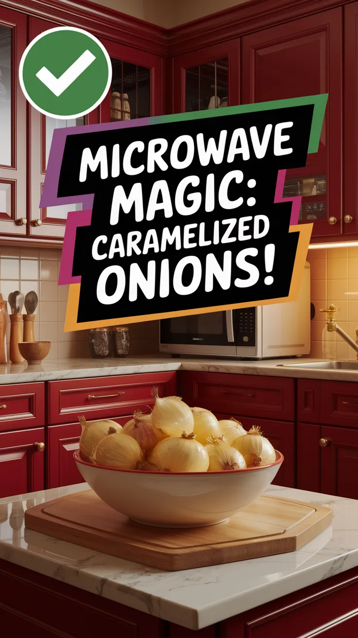 Bowl of caramelized onions prepared using microwave hack for quick meal prep