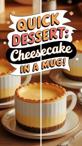 Delicious 2-Minute Microwave Cheesecake Mug dessert, perfect for quick no-bake treats.
