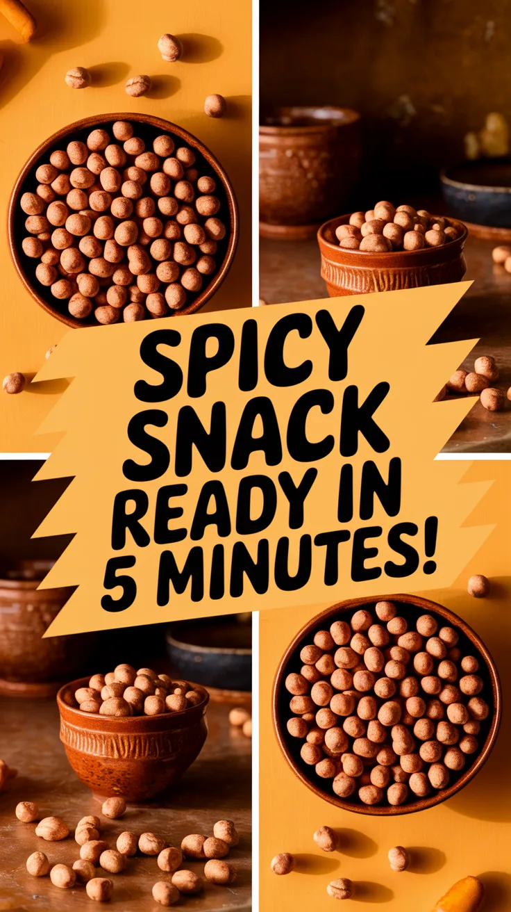 A bowl of spicy chili lime peanuts, a quick microwave snack ready in 5 minutes.