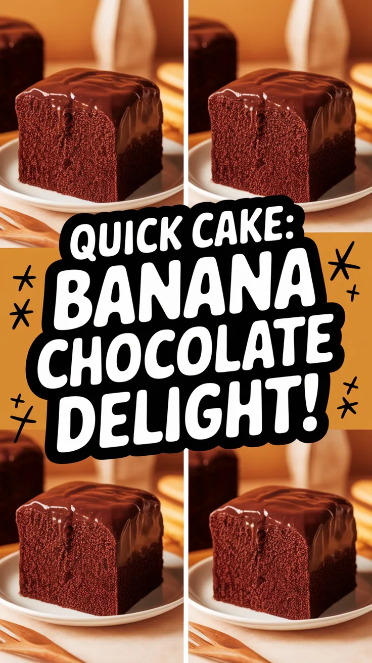 Delicious microwave chocolate banana cake with chocolate icing
