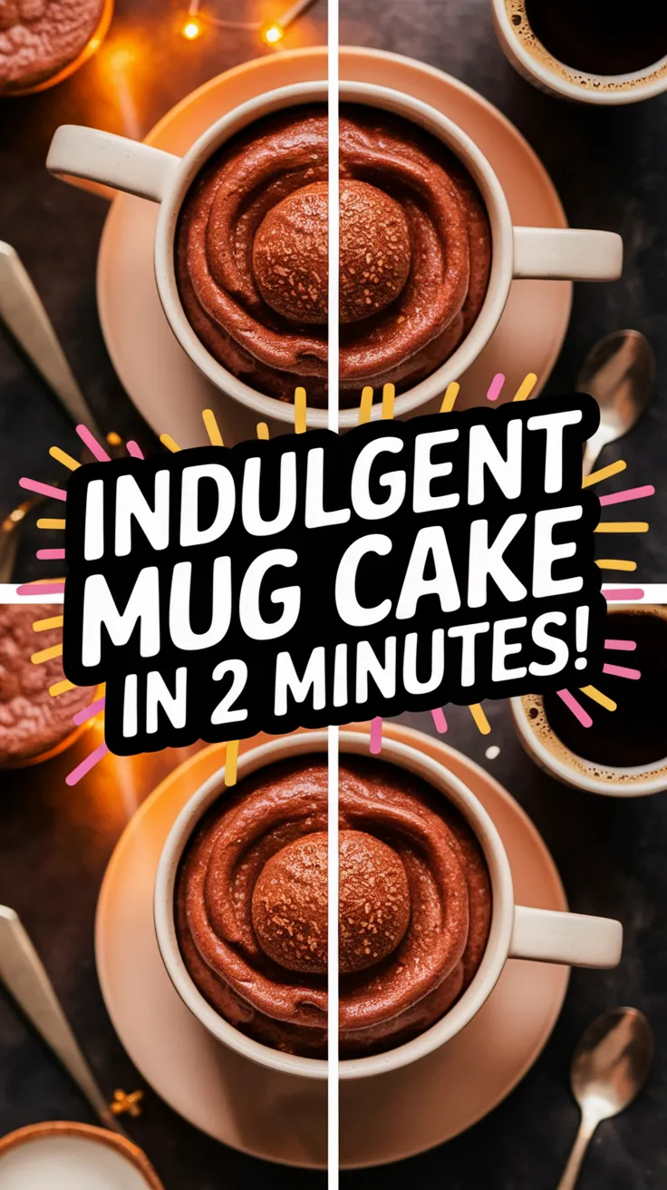 Delicious microwave chocolate peanut butter mug cake ready to be enjoyed.