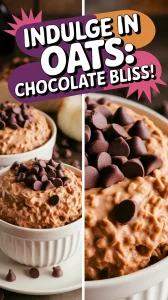 Delicious 2-Minute Microwave Chocolate Peanut Butter Oats topped with chocolate chips