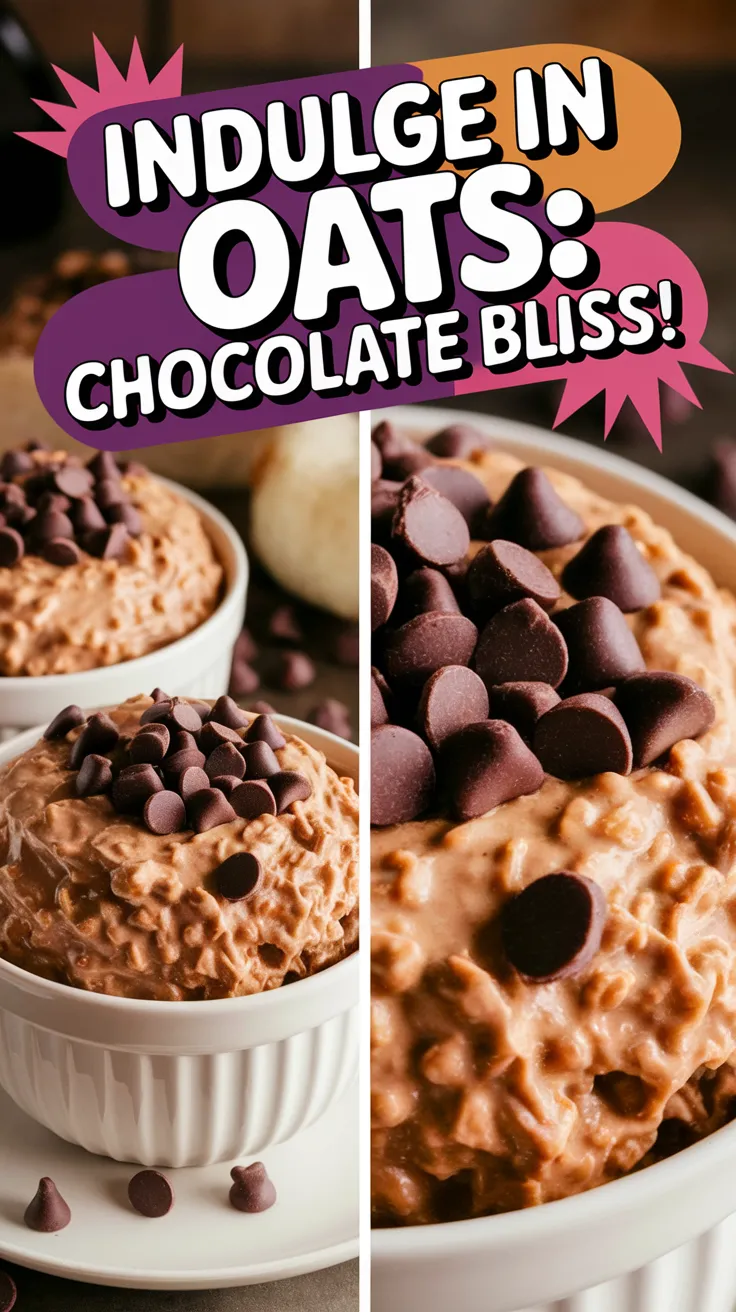 Delicious 2-Minute Microwave Chocolate Peanut Butter Oats topped with chocolate chips