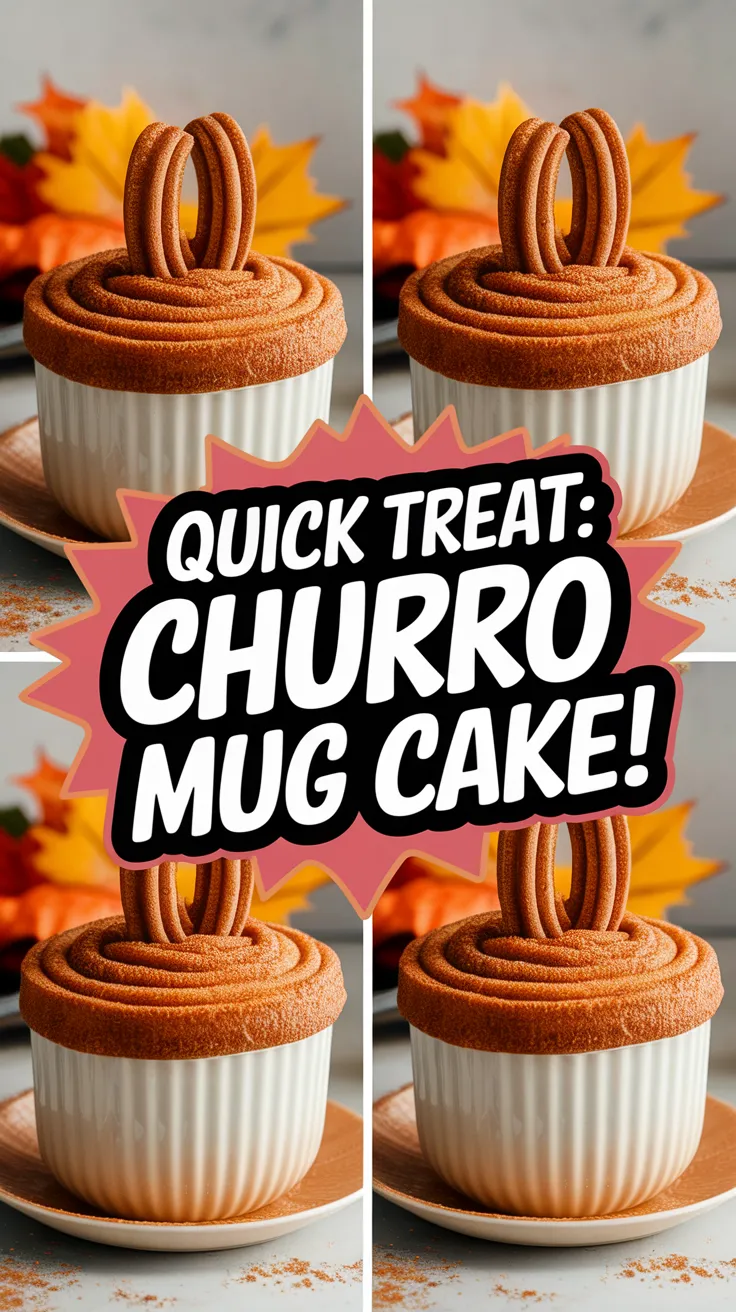 Delicious microwave churro mug cake topped with churro snacks.