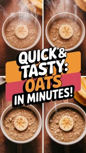 Delicious microwave cinnamon banana oats topped with banana slices