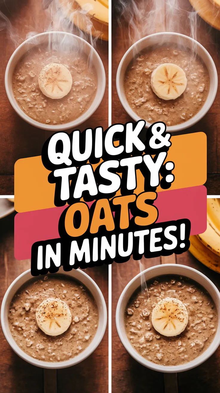 Delicious microwave cinnamon banana oats topped with banana slices