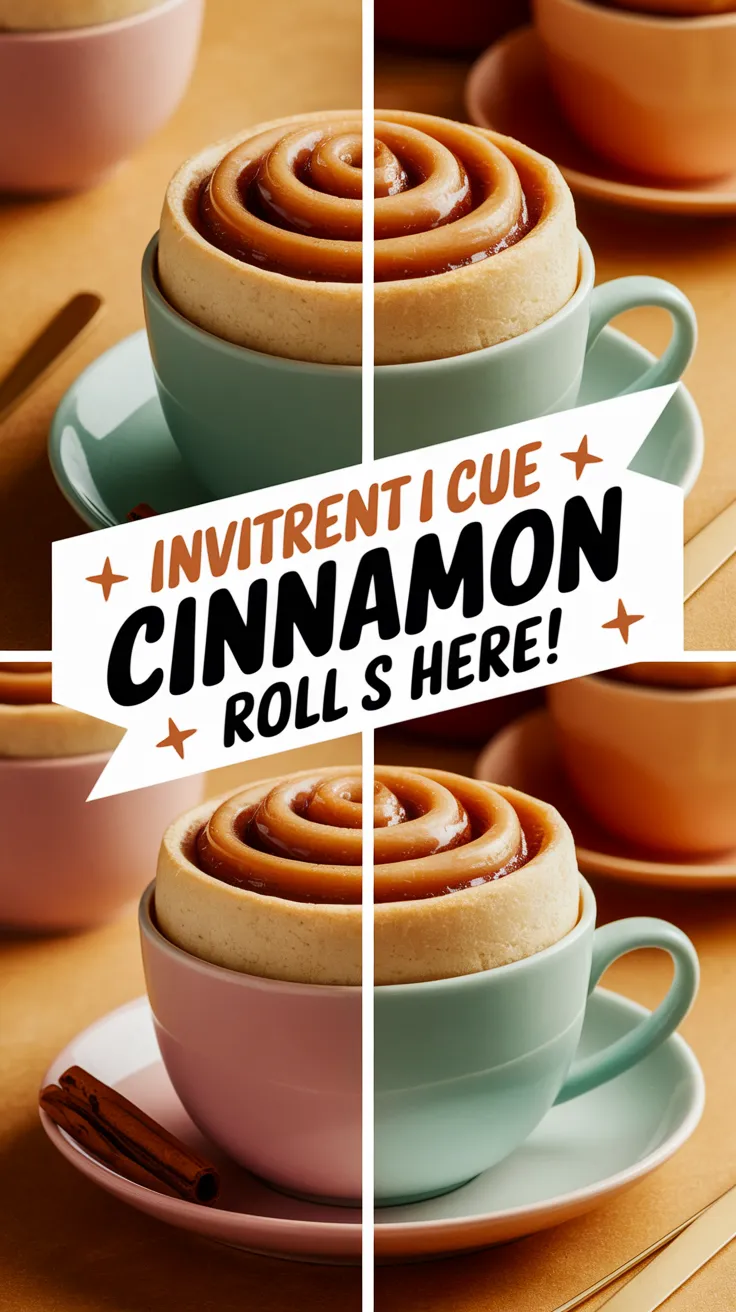 Delicious microwave cinnamon roll in a cup with icing, perfect for quick desserts.