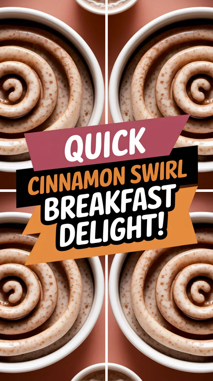 Delicious microwave cinnamon swirl oats served in a bowl, showcasing a creamy texture and a sweet cinnamon topping.