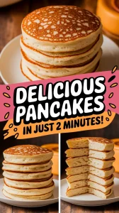 Delicious microwave coconut flour pancakes stacked on a plate.