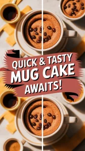 Delicious 2-Minute Microwave Coffee Cake in a Mug topped with coffee beans