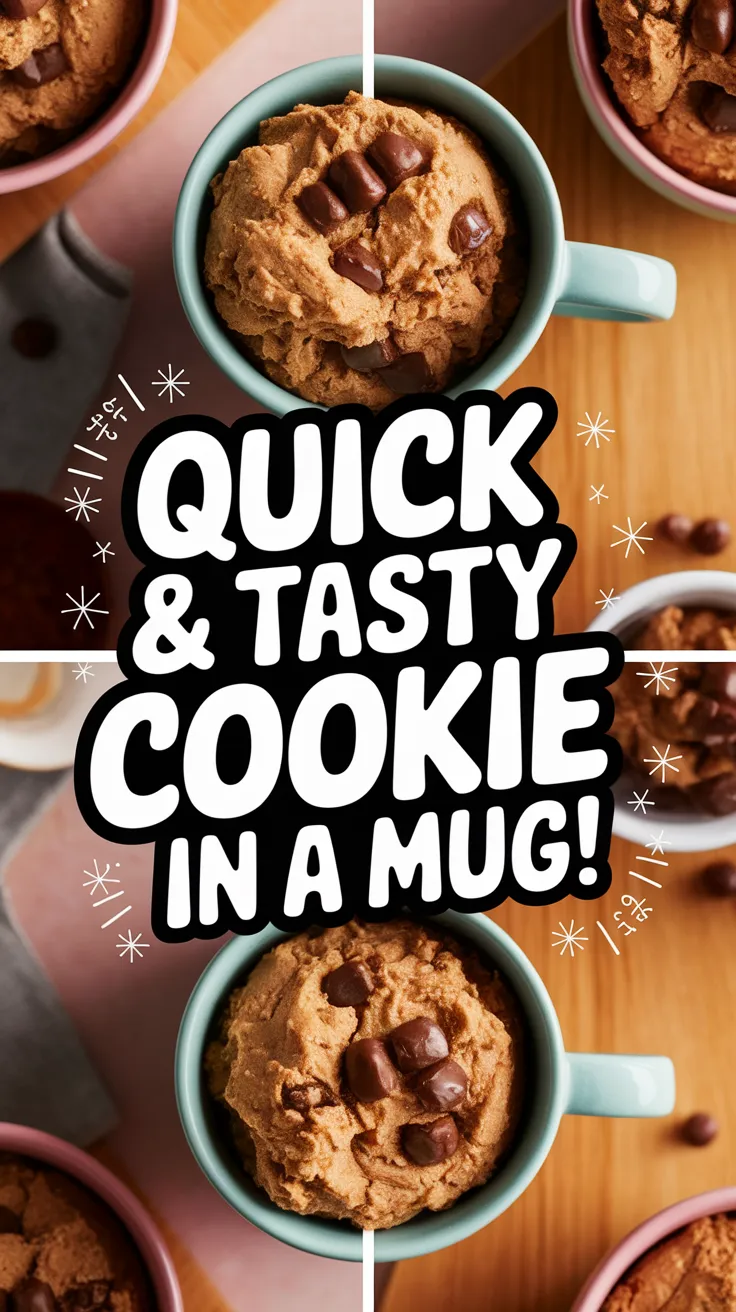 Delicious microwave cookie dough mug filled with chocolate chips, perfect for a quick treat.