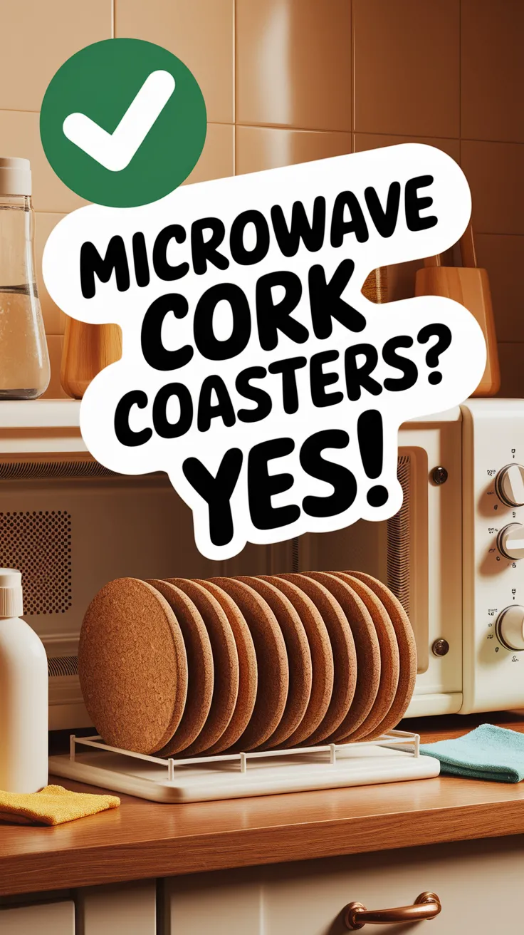 Cork coasters being microwaved for disinfection