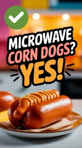 Delicious corn dogs with mustard ready to be microwaved, answering how long to cook them in the microwave.