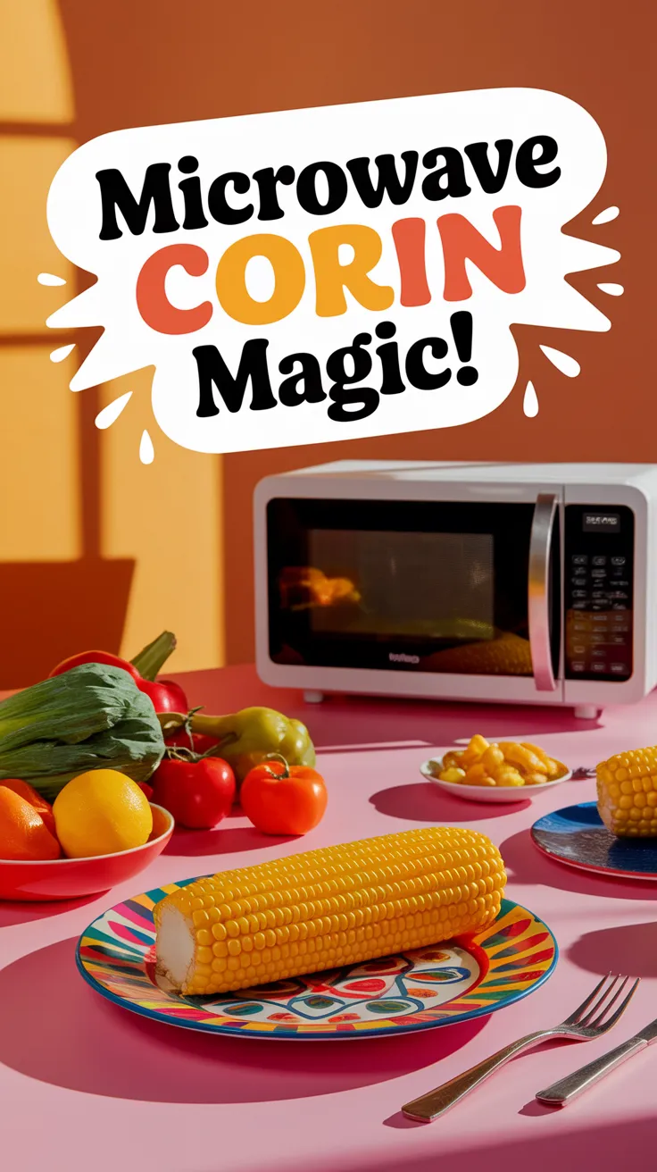 Corn on the cob ready for microwaving, demonstrating a simple trick to perfect corn without husks.