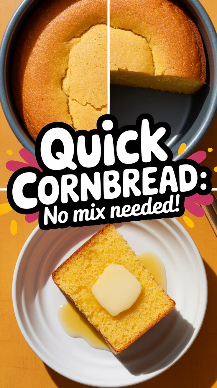 Delicious microwave cornbread topped with butter, perfect for cooking without any mix.