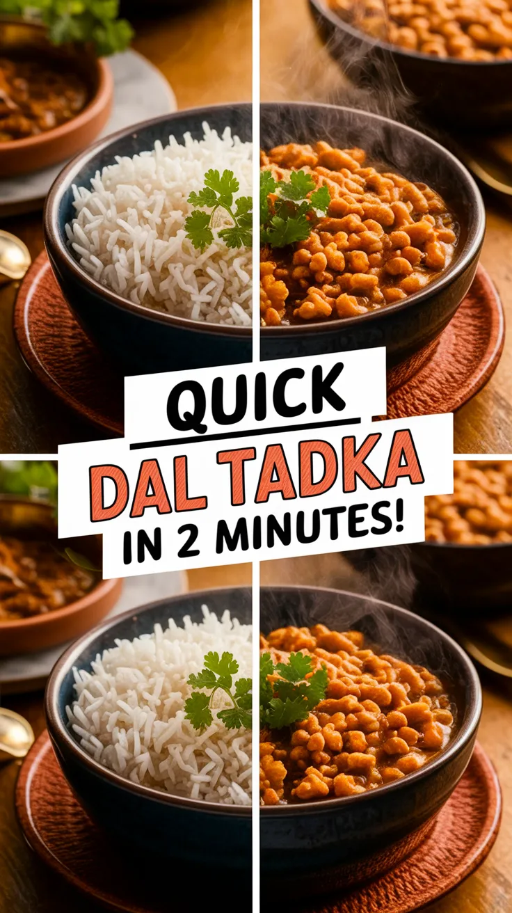 Delicious 2-Minute Microwave Dal Tadka served with rice, an Indian Lentil Curry.