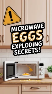 Microwave with eggs that have exploded, illustrating why microwave eggs explode.