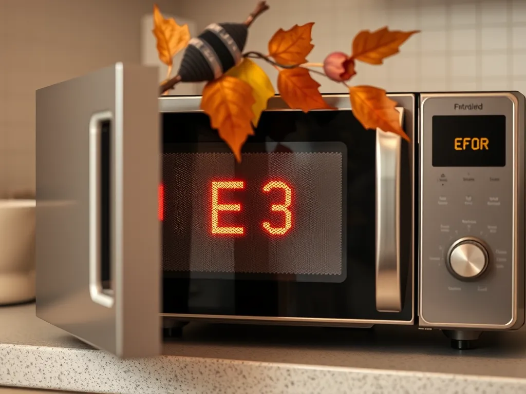 Microwave displaying error code E3 indicating a safety issue