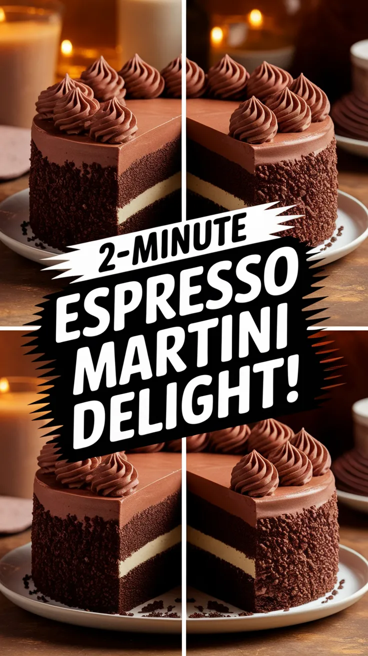 Delicious microwave espresso martini cake with chocolate frosting and layered design