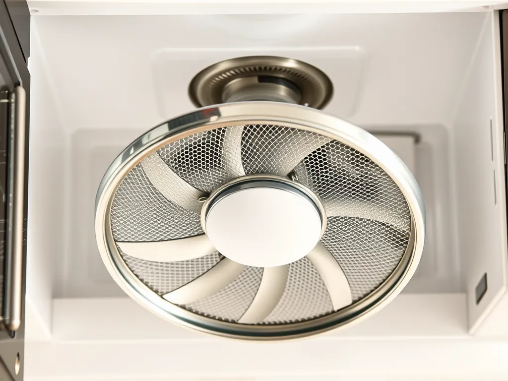 Close-up of a microwave exhaust fan showing grease buildup, highlighting the Nightmare of Microwave Exhaust Fan Maintenance