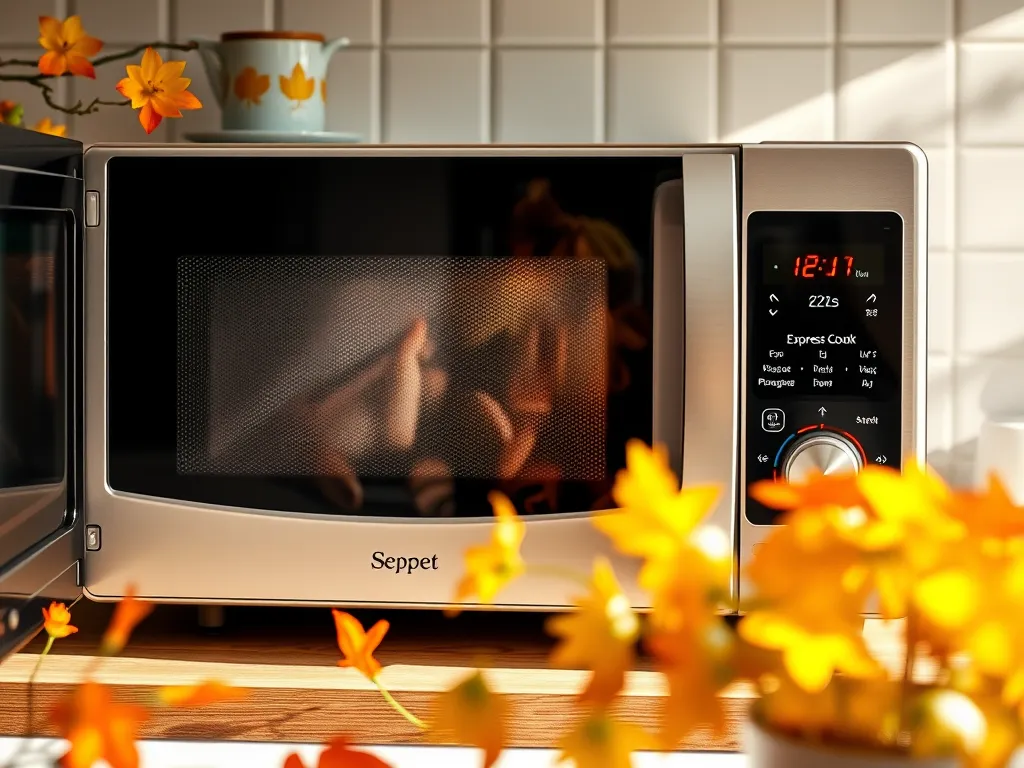 Image of a microwave showcasing Express Cook and Power Level symbols for cooking guidance