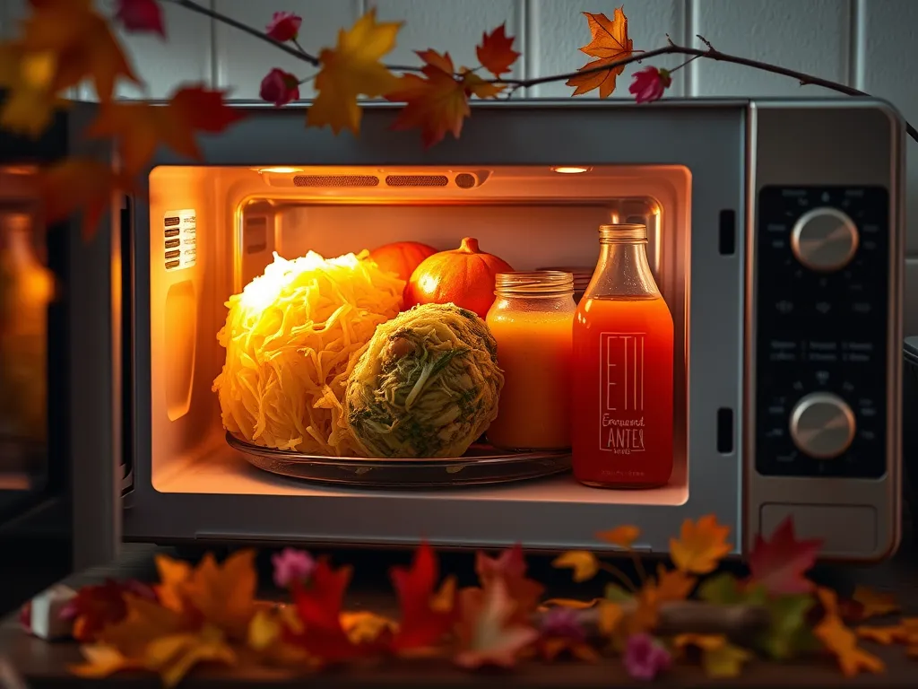 Fermented foods in a microwave, showcasing potential risks associated with heating.