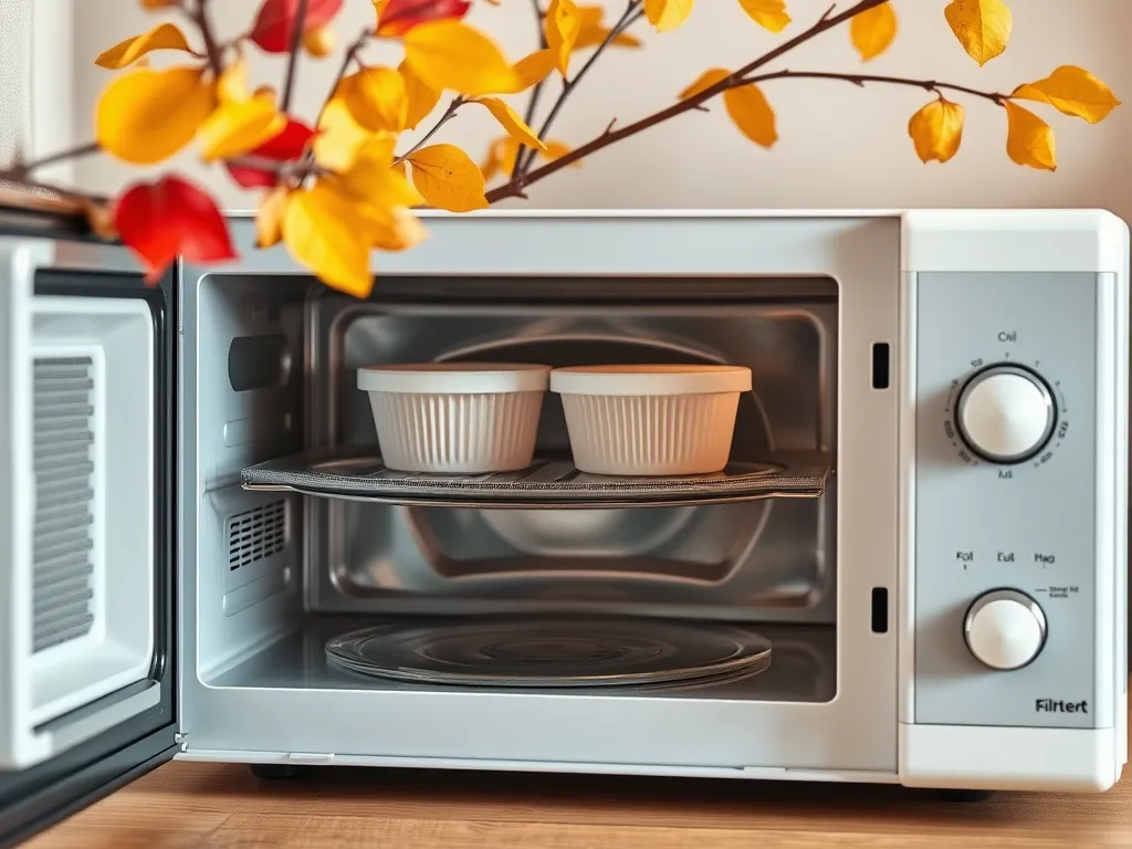 Microwave interior showing filter replacement importance for airflow efficiency