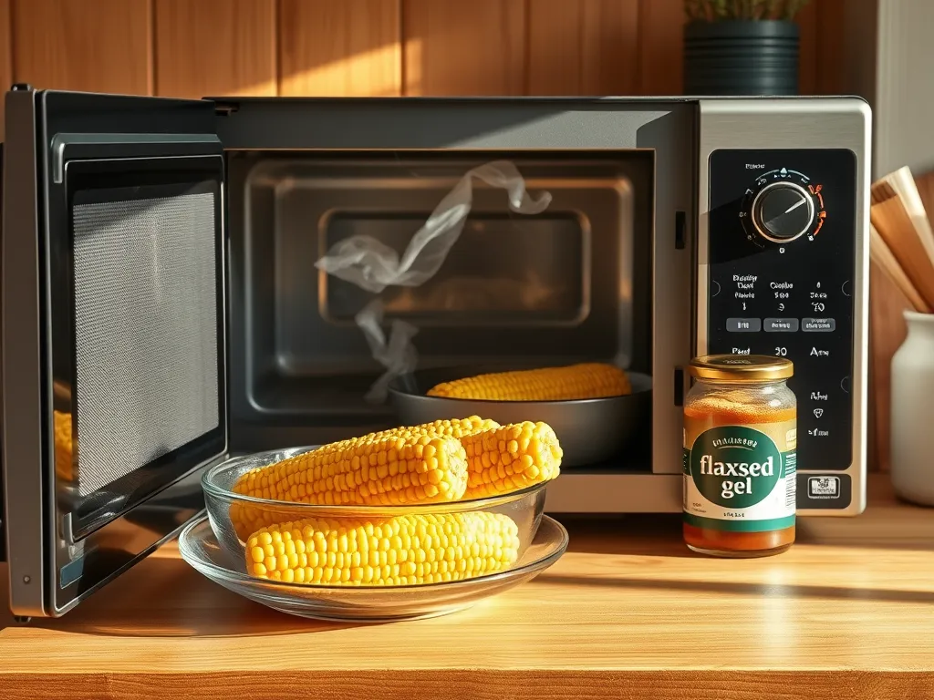 Microwave with flaxseed gel and corn for haircare