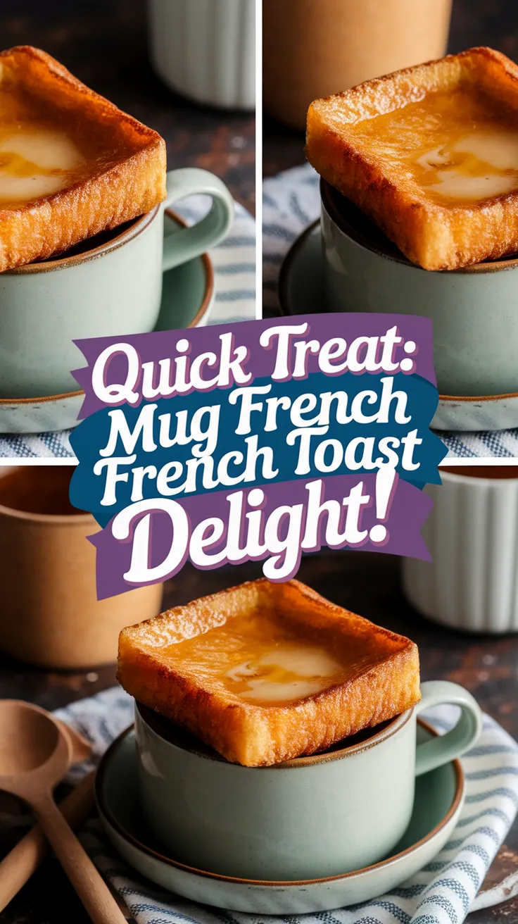 Delicious microwave French toast in a mug topped with butter