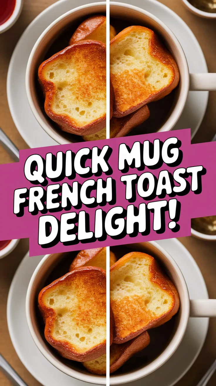 Delicious 2-Minute Microwave French Toast in a Mug with toasted bread slices