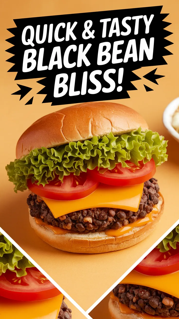 Delicious black bean burger with lettuce, tomato, and cheese, perfect for microwaving.