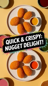 Deliciously crispy chickenless nuggets ready to be microwaved.